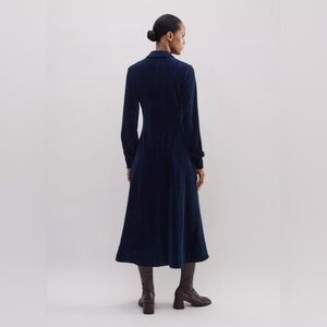 ME+EM Navy- Cord Velour Fit And Flare Midi Dress size 6